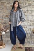 Nonni Gingham Poet Blouse Navy